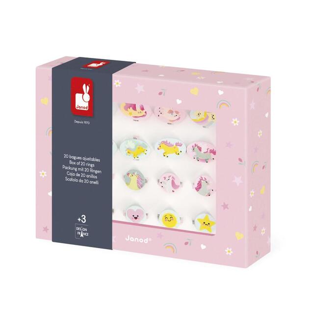Janod Atelier Unicorno Set di Gioielli Anelli Regolabili 20 pz