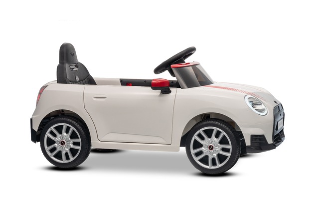 Elektrické autíčko BMW Mini Cooper 12V, biele, USB Vstup s Bluetooth pripojením na MP3 Pre