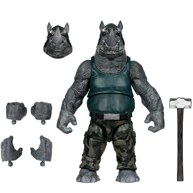 McFarlane figura a Teenage Mutant Ninja Turtles Rocksteady 5in akció képregénnyel