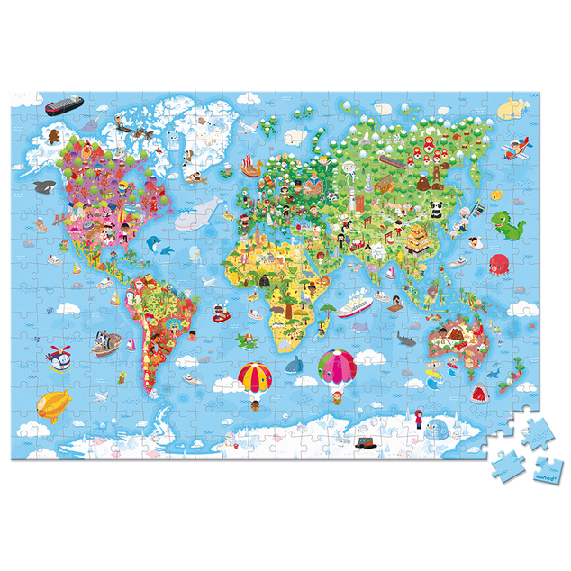Janod Puzzle v kufríku Mapa sveta 300 ks