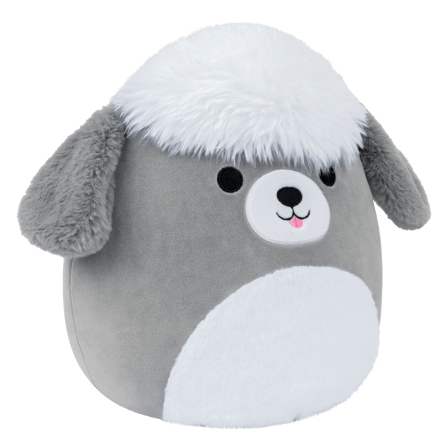 SQUISHMALLOWS Sivo-biely ovčiarsky pes - Arnold, 13 cm
