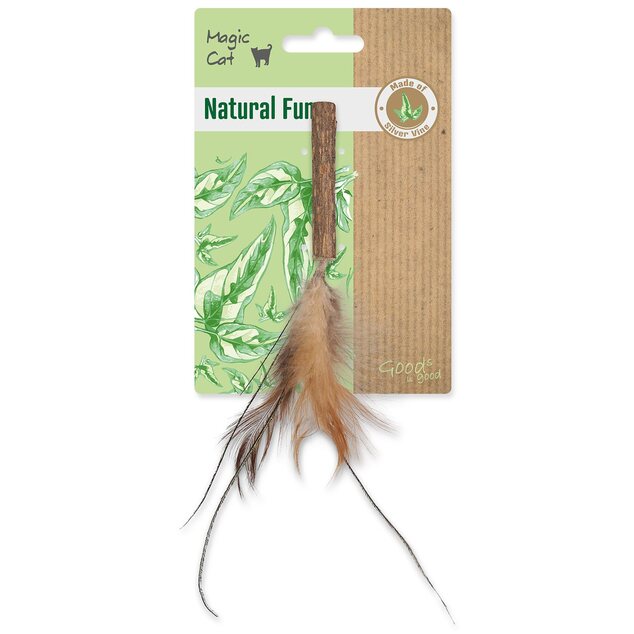 Hračka Magic Cat Natural Fun drievko s prírodnými pierkami 6cm