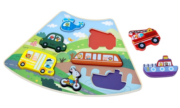 2Kids Toys Fa puzzle Közlekedési eszközök összekapcsolható