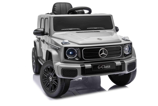 Auto elettrica Mercedes G580 12V, grigio, telecomando 2,4 GHz, Bluetooth, USB / S