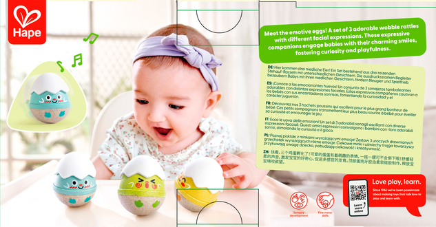 Happy Hatchlings – Set di sonagli a dondolo, 3 pezzi