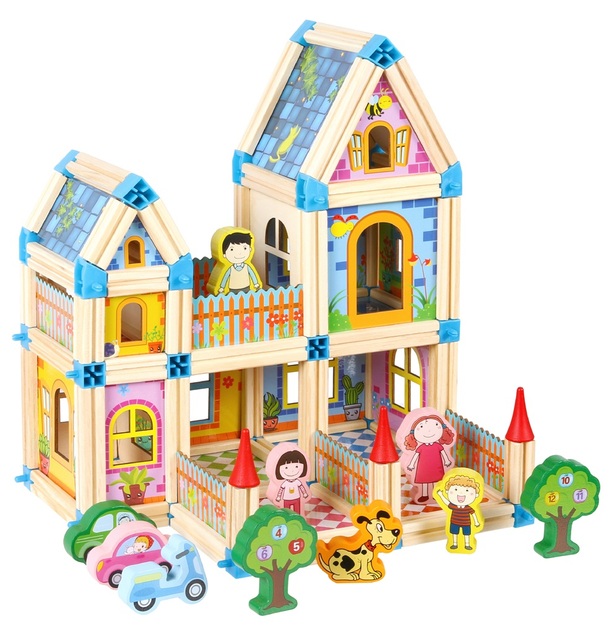 2Kids Toys Drevená stavebnica Zámok farebný