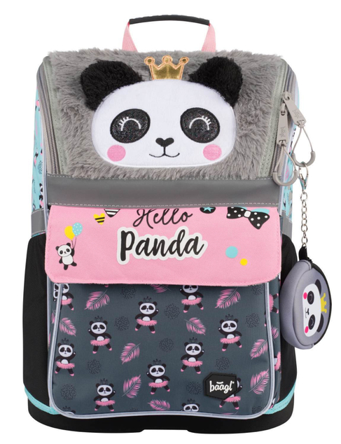 BAAGL SET 5 Zippy Panda: cartella, astuccio, sacchetto, grembiule, portafoglio
