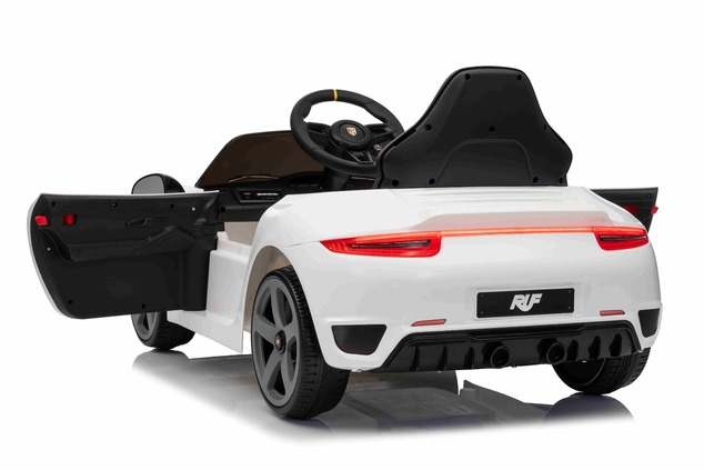 Elektrické autíčko RUF GT 12V, biele, Otváracie dvere, 2.4 GHz diaľkové ovládanie, LED sve