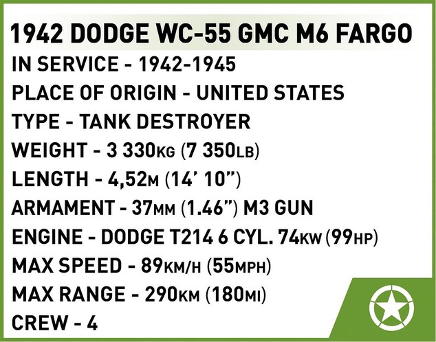 Cobi II WW 37 mm GMC M6 Fargo, 1:35, 230 k, 1 f
