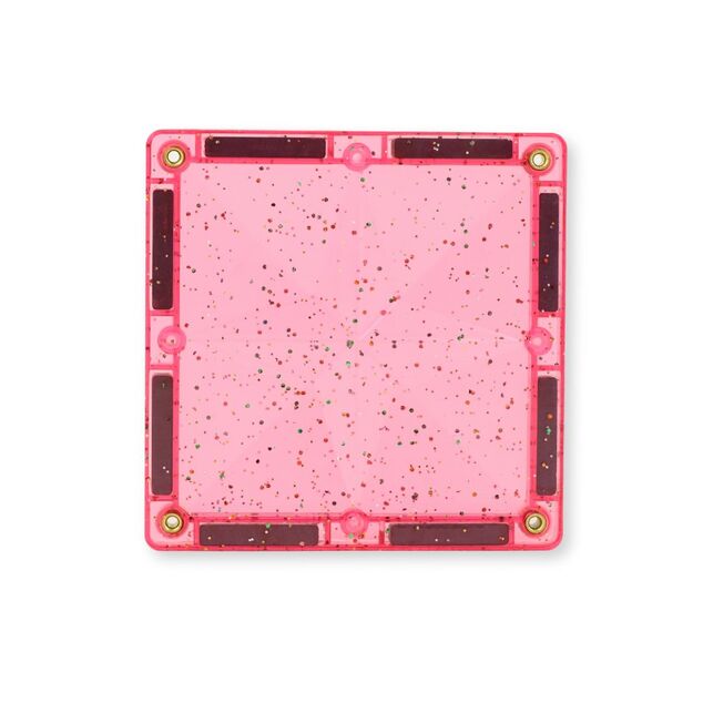 Cleverclixx Magnetická stavebnice Glitter Tiles Pack Transparent - růžová – 16 ks