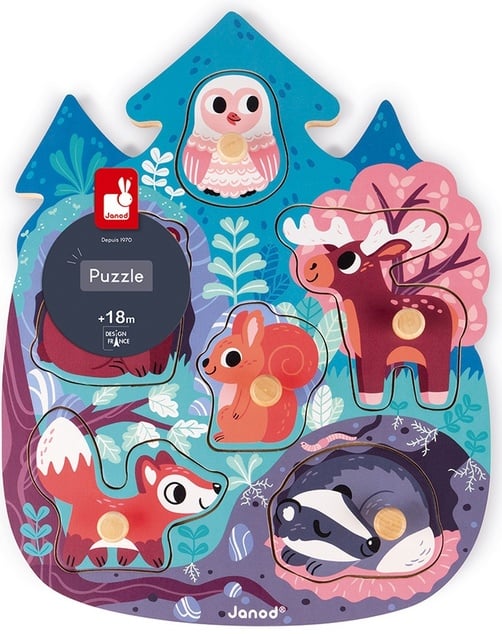 Janod Vkladacie puzzle s úchytkou Les