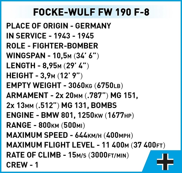 Cobi II WW Focke-Wulf Fw 190 F-8, 1:48, 170 k