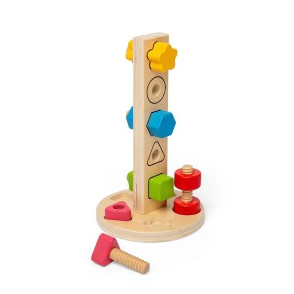Bigjigs Toys Drevená veža s maticami a skrutkami