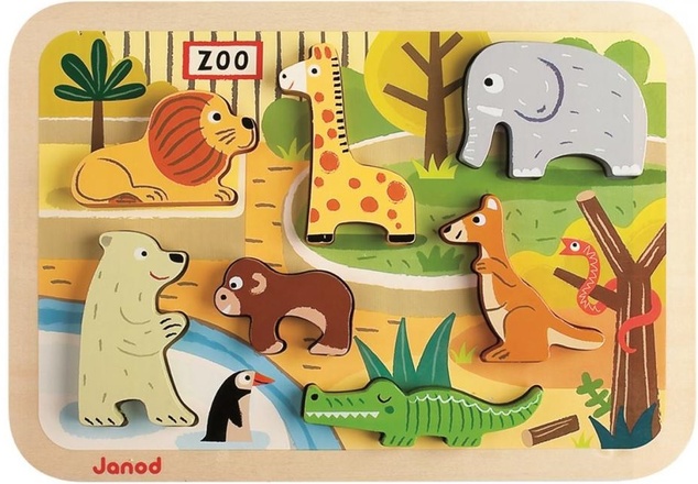 Janod Drevené vkladacie puzzle pre najmenších ZOO Chunky