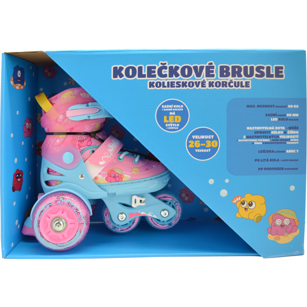Detské svietiace kolieskové korčule - Ružové (vel. 26-30)