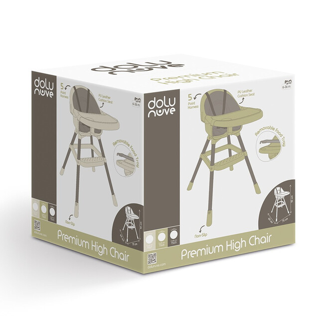 Dolu Vysoká stolička na kŕmenie Premium Relax, béžová