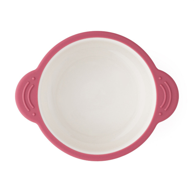 PETITE&amp;MARS Bol ceramic cu înveliș de silicon Candy Pink