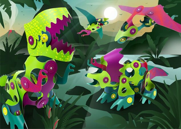 CLIXO Dino Adventure - jeu de construction magnétique 36 pièces
