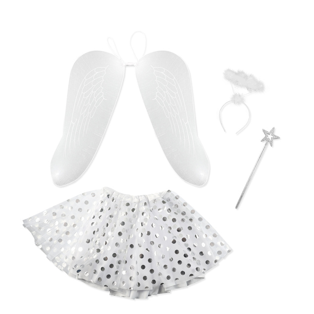 Costume enfant tutu jupe ange avec ailes et accessoires