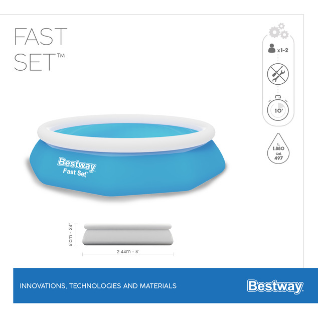 Bestway® Nafukovací bazén 57450 My First Fast Set™, 244 x 61 cm s filtráciou