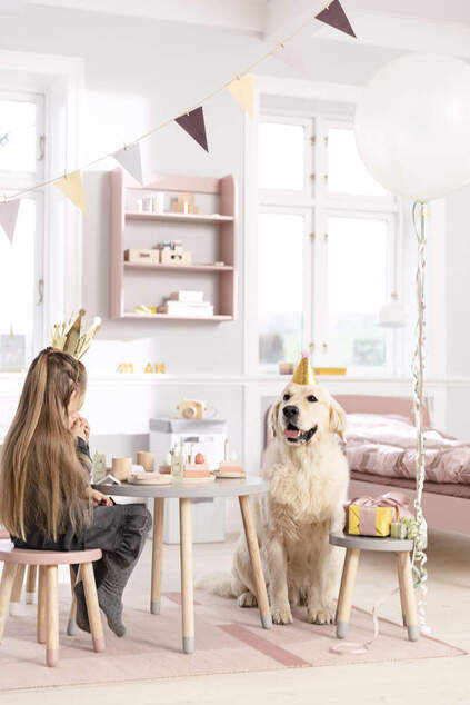 Flexa Runder Holztisch für Kinder weiß Dots