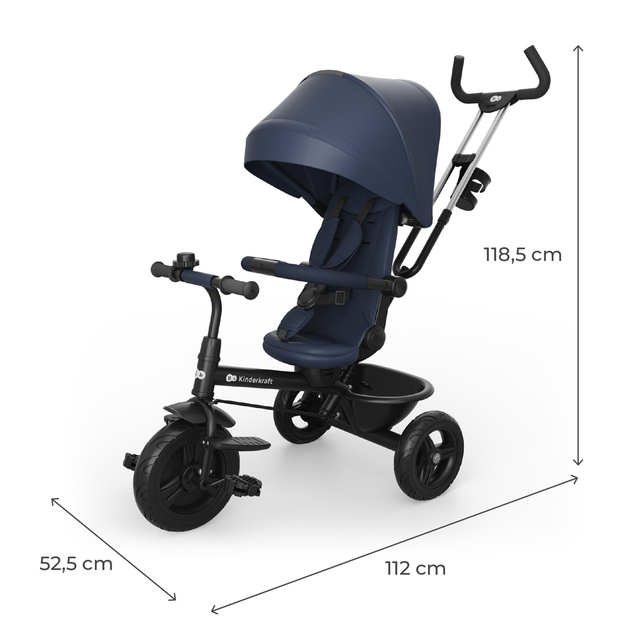 KINDERKRAFT Tricycle Aston 2 Plus Navy, 9m+