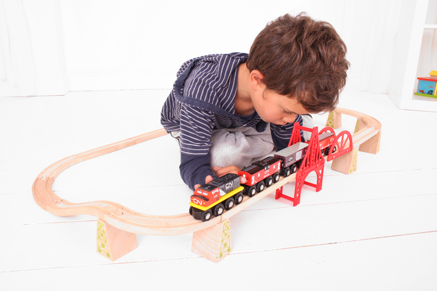 Bigjigs Rail CN nákladný vlak + koľaje