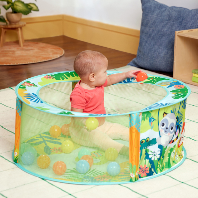 BRIGHT STARTS Piscine de jeu avec balles Rowdy Rainforest™ Stow &amp; Go, 6m+