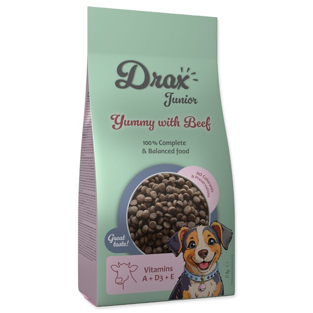 Krmivo Drax Junior s hovädzím mäsom 3kg