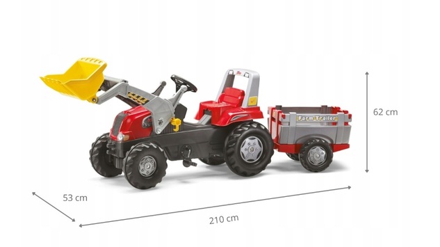 Rollytoys Šliapací traktor Rolly Junior s nakladačom a prívesom