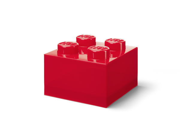 LEGO úložný box 4 s vekom - priehľadná červená
