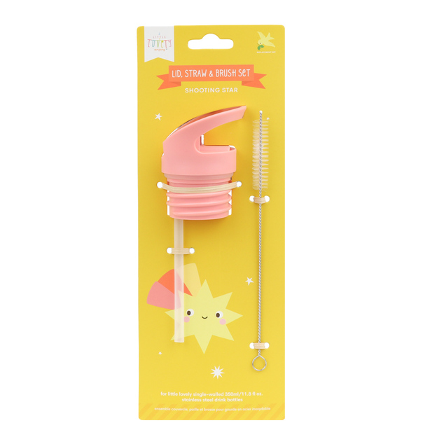 A Little Lovely Company - bouchon, brosse et paille pour bouteille en acier inoxydable - comète