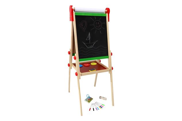 Lavagna magnetica bifacciale legno nero/bianco 35x43cm con rotolo di carta con accessori