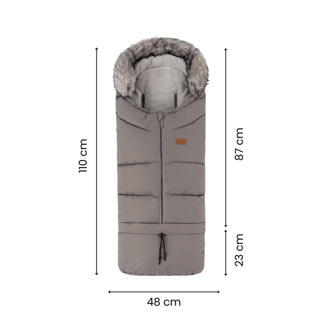 PETITE&amp;MARS Ensemble de sac d'hiver Arctic 4 en 1 + gants pour poussette Furry Rich Brown