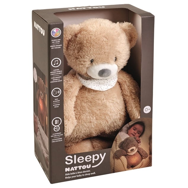 NATTOU Uspávačik plyšový hudobný so svetielkom a senzorom plaču 4v1 Sleepy Bunny Pale Brow