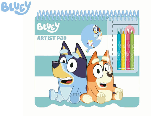 Bluey ensemble de coloriage 20x21,5x2cm avec pochoirs, autocollants et 4 feutres