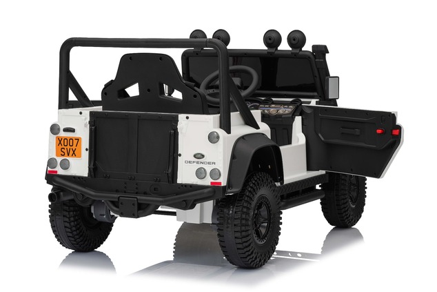 Elektrické autíčko Land Rover Defender 110 SVX 12V, biele, 4X4 pohon, LED svetlá