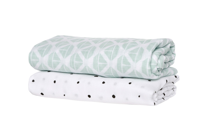 Musselin Decke 2st Mint Boats 100x120cm