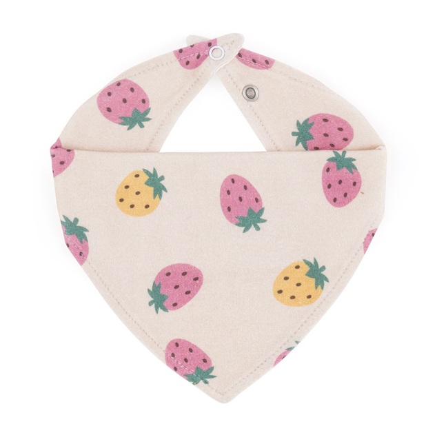 PETITE&amp;MARS Podbradník bandana Luke 2 ks Beige Strawberies&amp;Dusty Rose 3m+