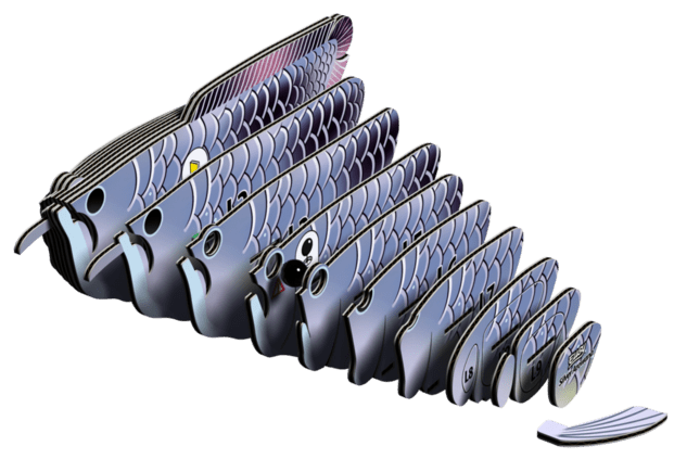 EUGY Arowana srebrna 3D kartonska sestavljanka