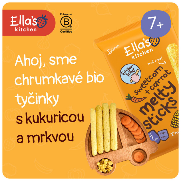 Ella's Kitchen BIO Chrumkavé tyčinky s kukuričkou a mrkvou (16 g)