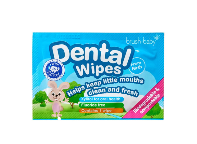 Brush-baby Dental Wipes, obrúsky na čistenie zúbkov, 0+