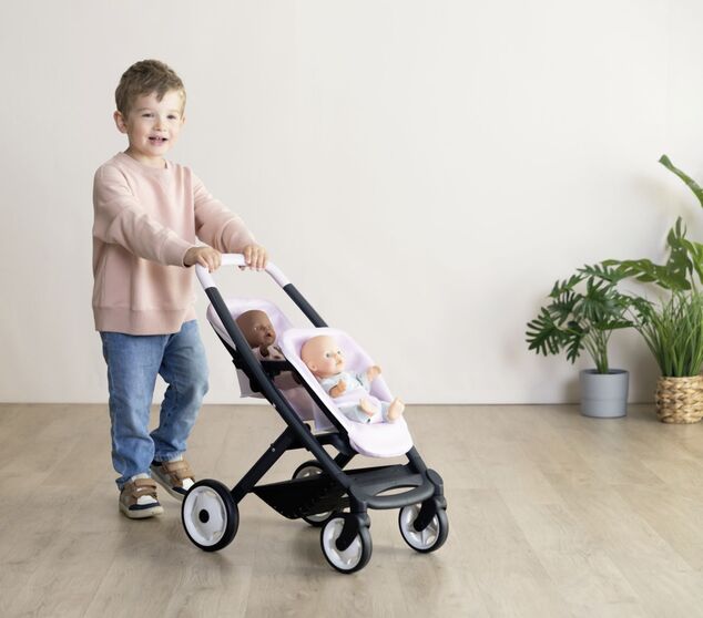 Smoby Maxi Cosi Športový kočík pre bábiky dvojčatá svetlo ružový