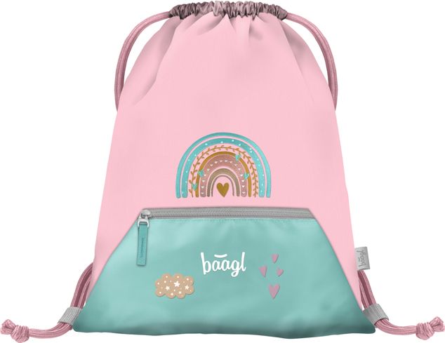 BAAGL SET 5 Zippy Arcobaleno: cartella, astuccio, sacchetto, grembiule, portafoglio