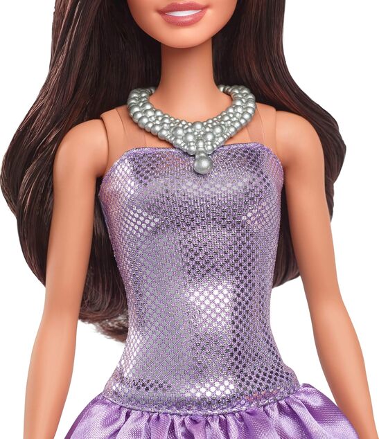 Mattel Barbie modelka Fialové šaty s balónovou sukňou