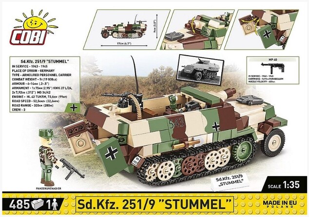 Cobi 2283 II WW Sd. Kfz. 251/9 STUMMEL, 1:35, 485 k, 1 f