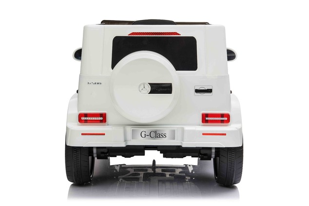 Elektrické autíčko Mercedes G500 12V, biele, 2,4 GHz diaľkové ovládanie, USB / SD Vstup, o