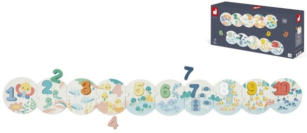 Janod Vkladacie drevené puzzle pre deti Čísla Pure