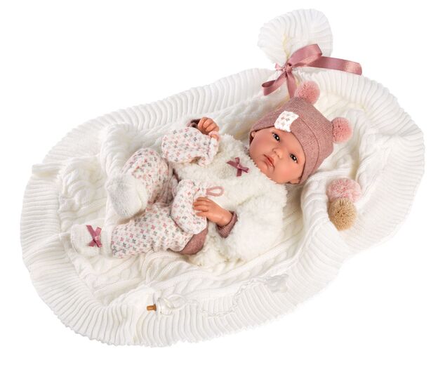 Llorens 63576 NEW BORN DIEVČATKO- realistická bábika bábätko s celovinylovým telom- 35 c
