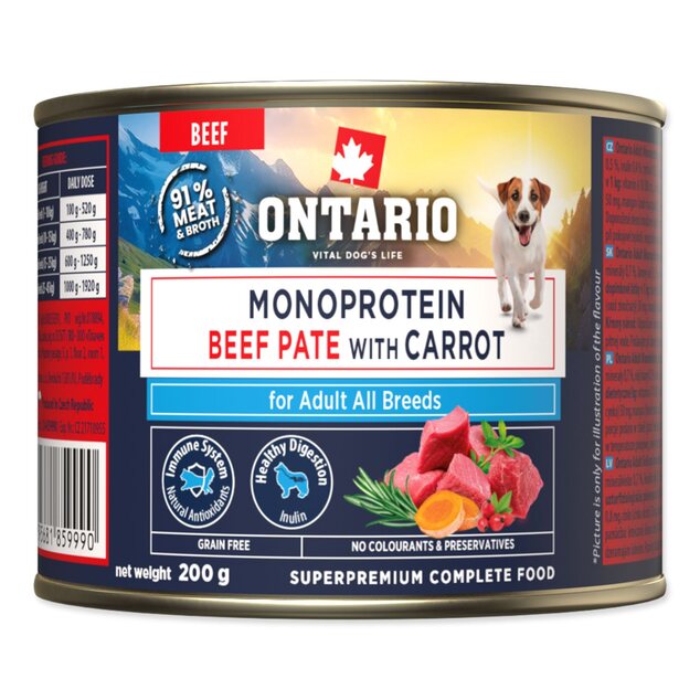 Konzerva Ontario Adult monoprotein hovädzie paté s mrkvou 200g